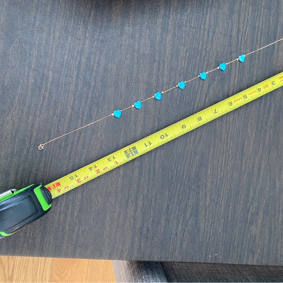 14K Gold Necklace with Turquoise Blue Hearts - Unique! - Picture 6 of 10